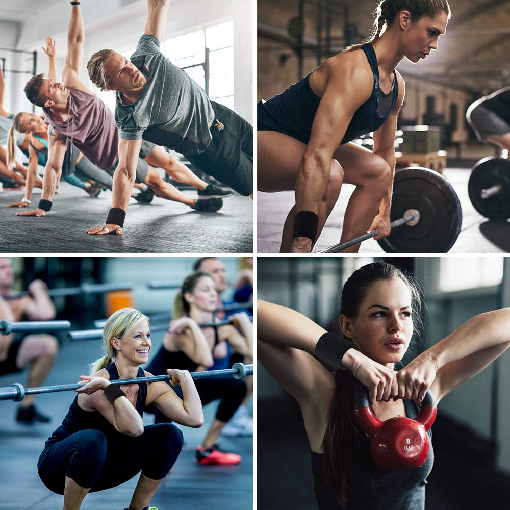12 szt. opasek dresowych, sportowa opaska na nadgarstek, unisex, czarna, chłonna, bawełniana, do uprawiania sportu, koszykówki, biegania, roweru, joggingu, piłki nożnej, tenisa (czarna)