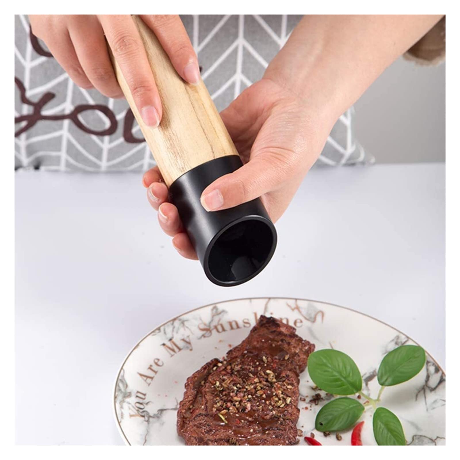 Moulin À Poivre Et Sel Ensemble De Moulin À Sel Et Poivre, Manuel Rechargeable en Bois Broyeur À Épices