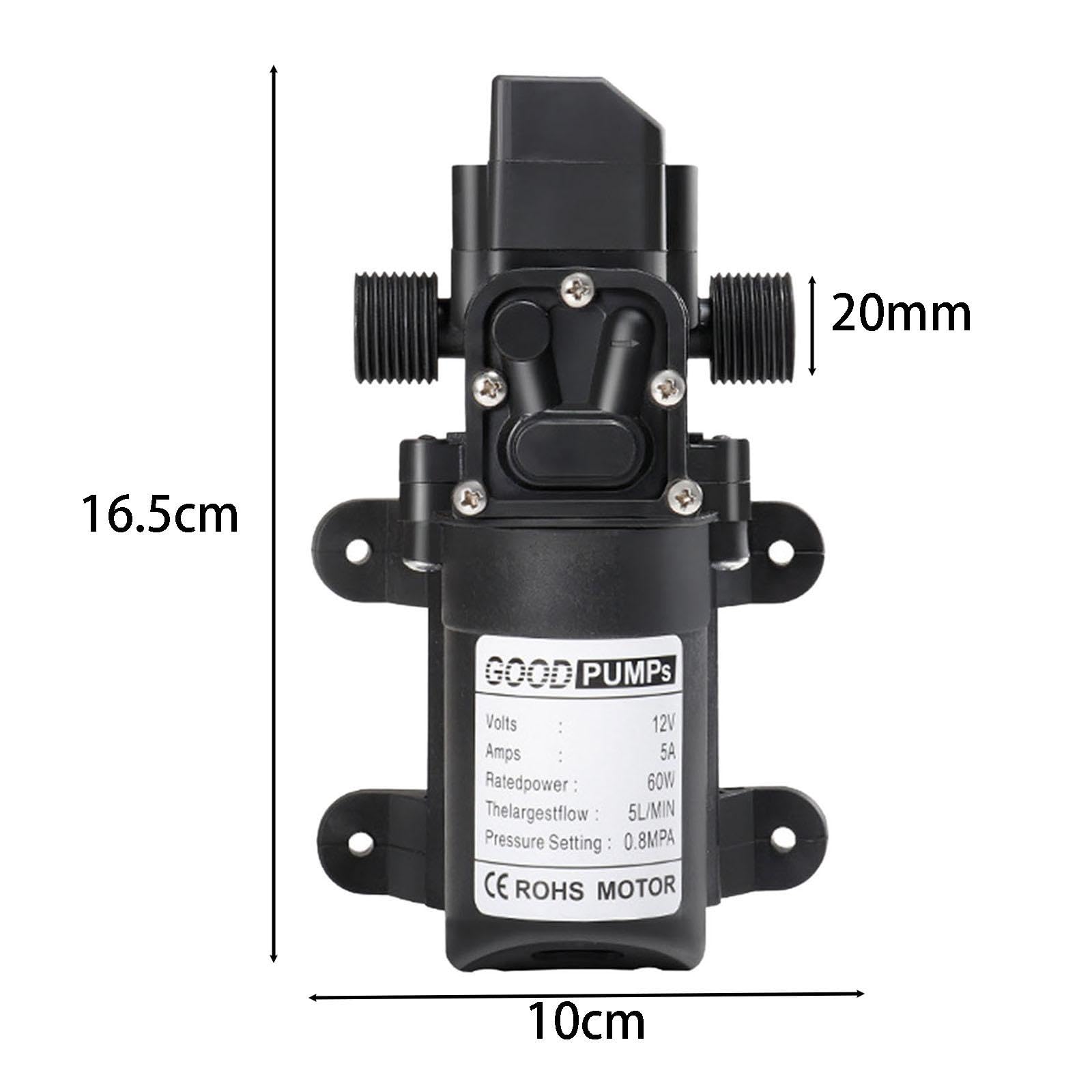 Colcolo Bomba de diafragma automática DC 12V 60W bomba de presión de agua para barco versátil totalmente sellada longitud 16,5 cm para barco marino resistente