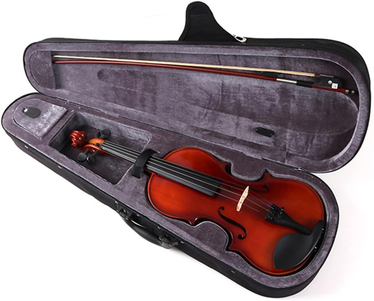 Violino 4/4 a grandezza naturale, violino in legno massello per adulti, studenti, custodia rigida, archetto, colofonia inclusa, violino per principianti, avanzato,4/4