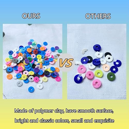 Miniatura 10 de Jmassyang 3200 cuentas planas de arcilla Heishi, cuentas espaciadoras redondas de polímero, espaciadoras sueltas para hacer joyas, pulseras,
