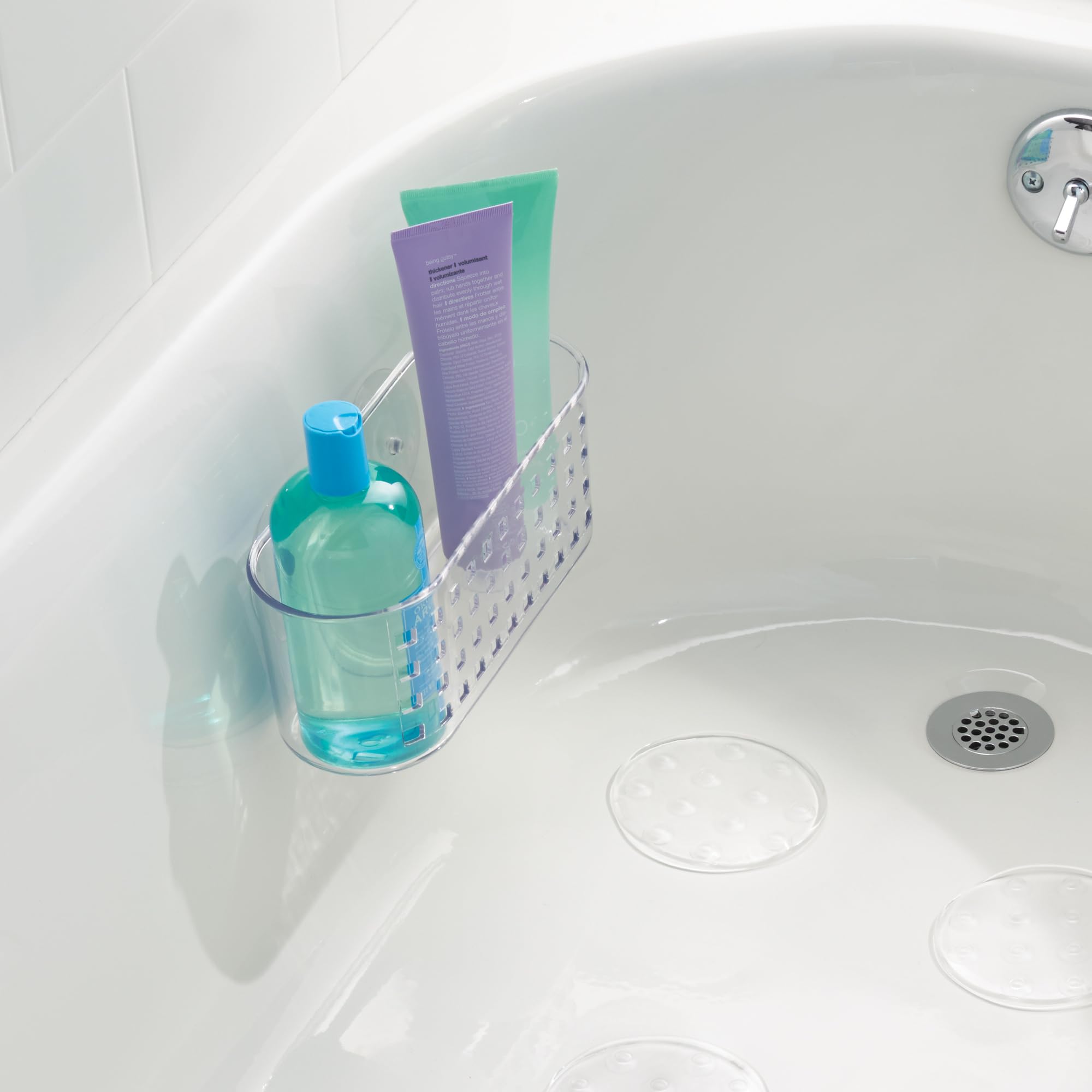 iDesign Duschablage zum Aufhängen, mit Saugnapf, Badezimmer-Aufbewahrung, transparent, hergestellt in den USA, 2 Stück