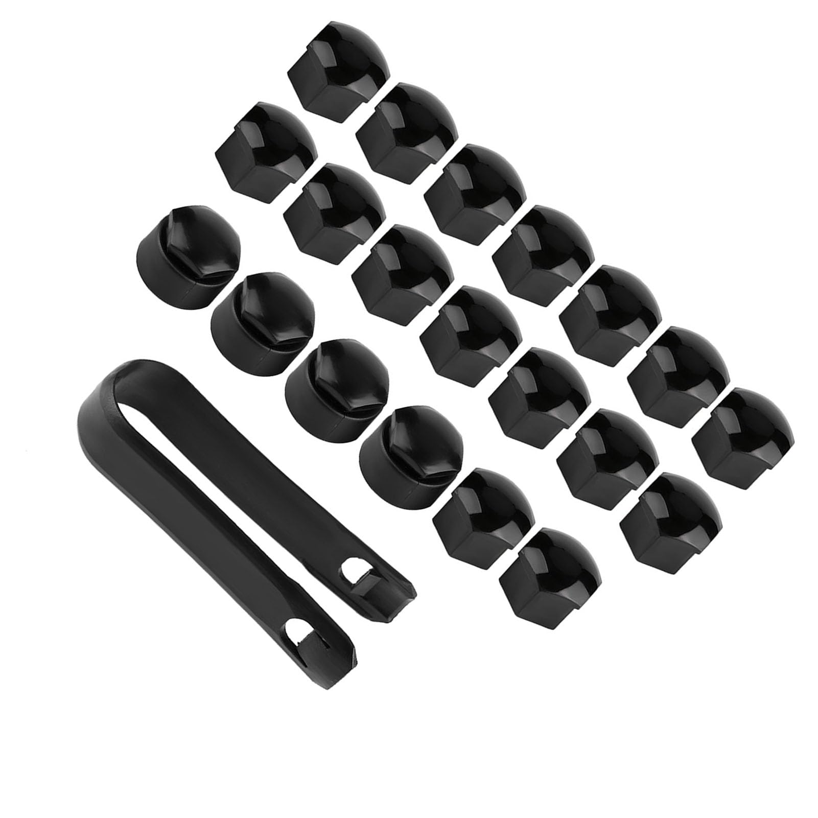 Cappucci di Protezione per Dadi Ruota 17 Mm Set Nero di 20 Copriviti per Cerchioni in ABS di qualità Coprimozzi Robusti Antifurto per Auto (Black)