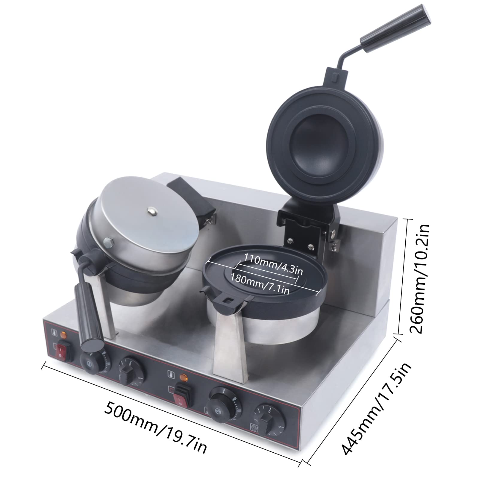 Commercial Dual Panini Press Hamburger Maker Grill Electric Burger Toaster Burger Machine 2400W Ice Cream Panini Press Baking with Timer 0-5 Min & 50-300? for Home Kitchen Breakfast Shops