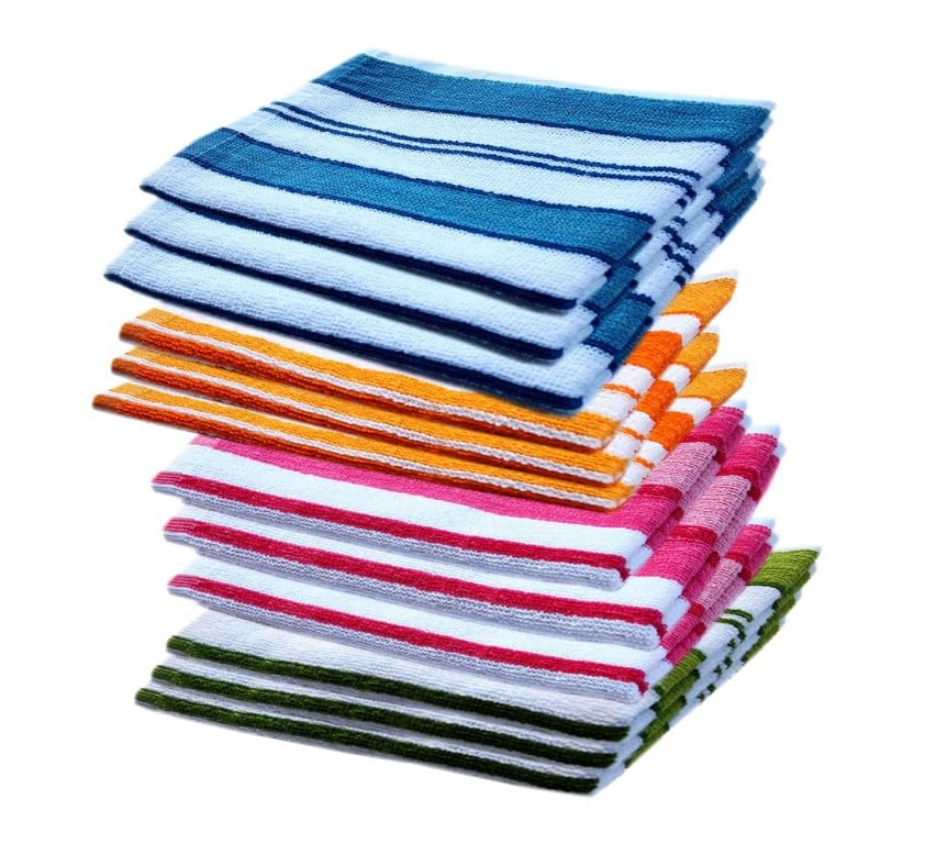 Image of Space Fly Cotton Hand Towels - 450 GSM for Wash Basin & Kitchen | Gym & Face Towel Set of 12 - Travel Friendly