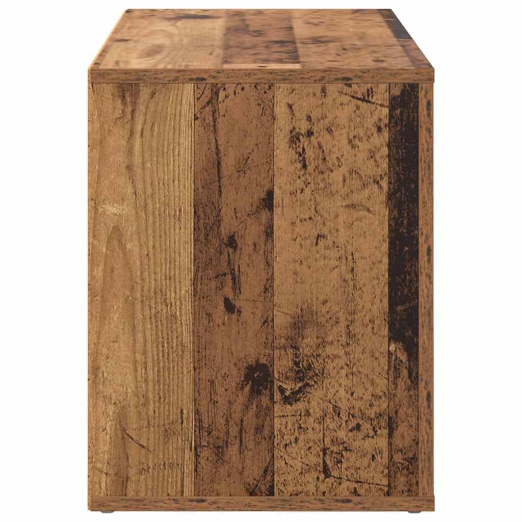 Stary drewniany stojak na buty 75 x 35 x 45 cm | Drewno konstrukcyjne, wygodna ławka, półki w zestawie, do przedpokoju i salonu