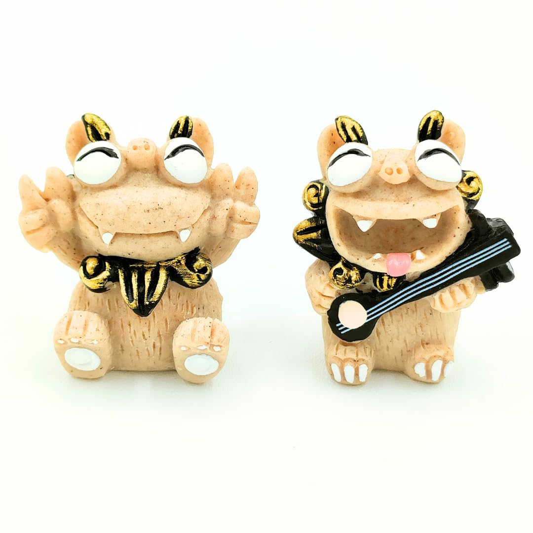 Amazon.co.jp: シーサー ペア 三線 沖縄 置物 獅子 笑顔 ピースサイン