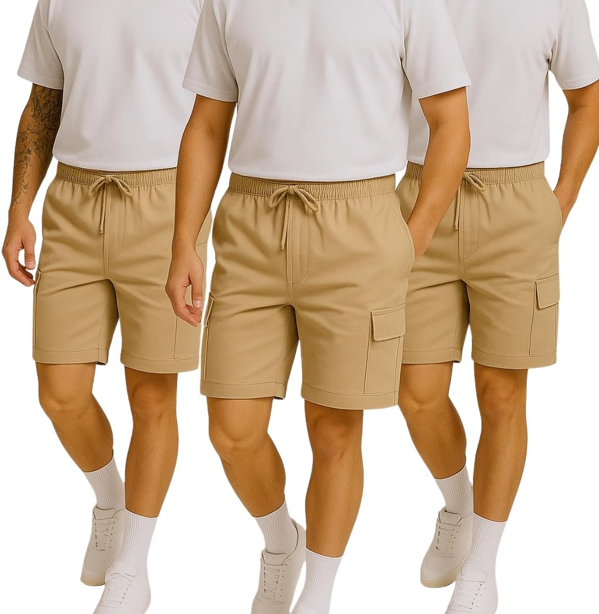 Kit 3 Bermuda Cargo Masculina Curta Streetwear casual Short Sarja Bolsos Laterais