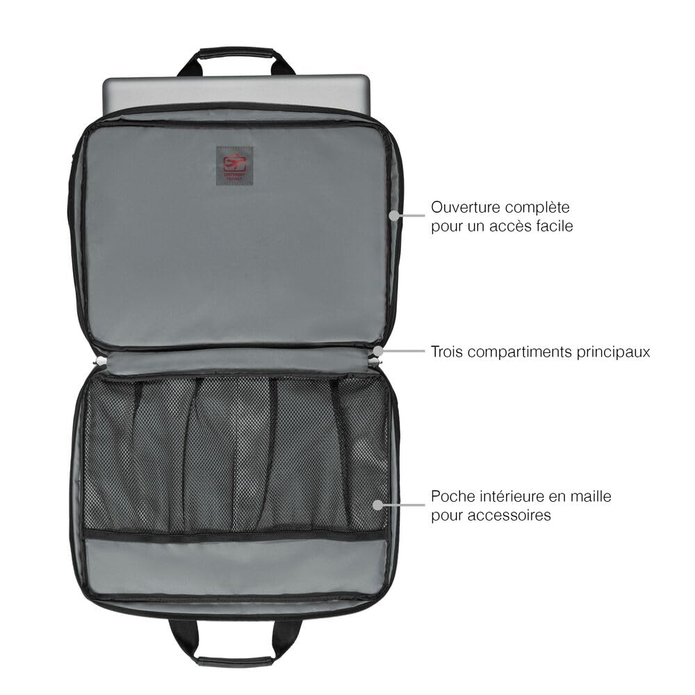 WENGER Legacy 17 Mallette pour Ordinateur Portable 17 Pouces, Porte-Documents, Système d’Organisation, 26 l, Femmes Hommes, Bureau Voyages d’Affaires Uni, Noir/Gris, 600655