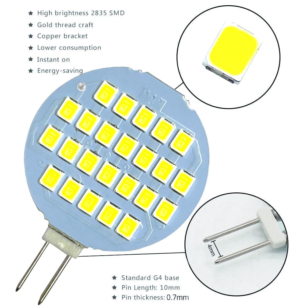 6000K/ 3000K G4 2835 LED Home Garden Camper Bi-Pin Bulb Lamp Globe AC/DC 12V-24V - Foto 9