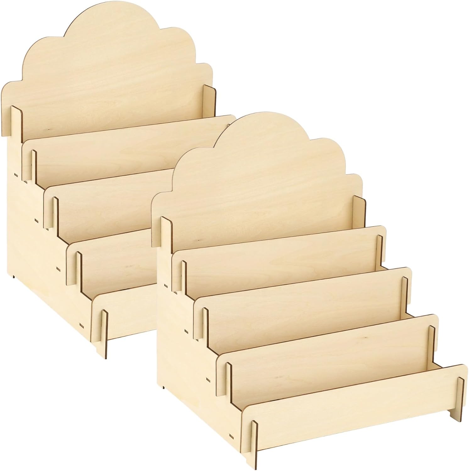 4-Tier Wooden Greeting Card Organizers, 2 Pcs Adjustable Card Storage Racks, Simple Display Stands, Easy Access for Home and Store