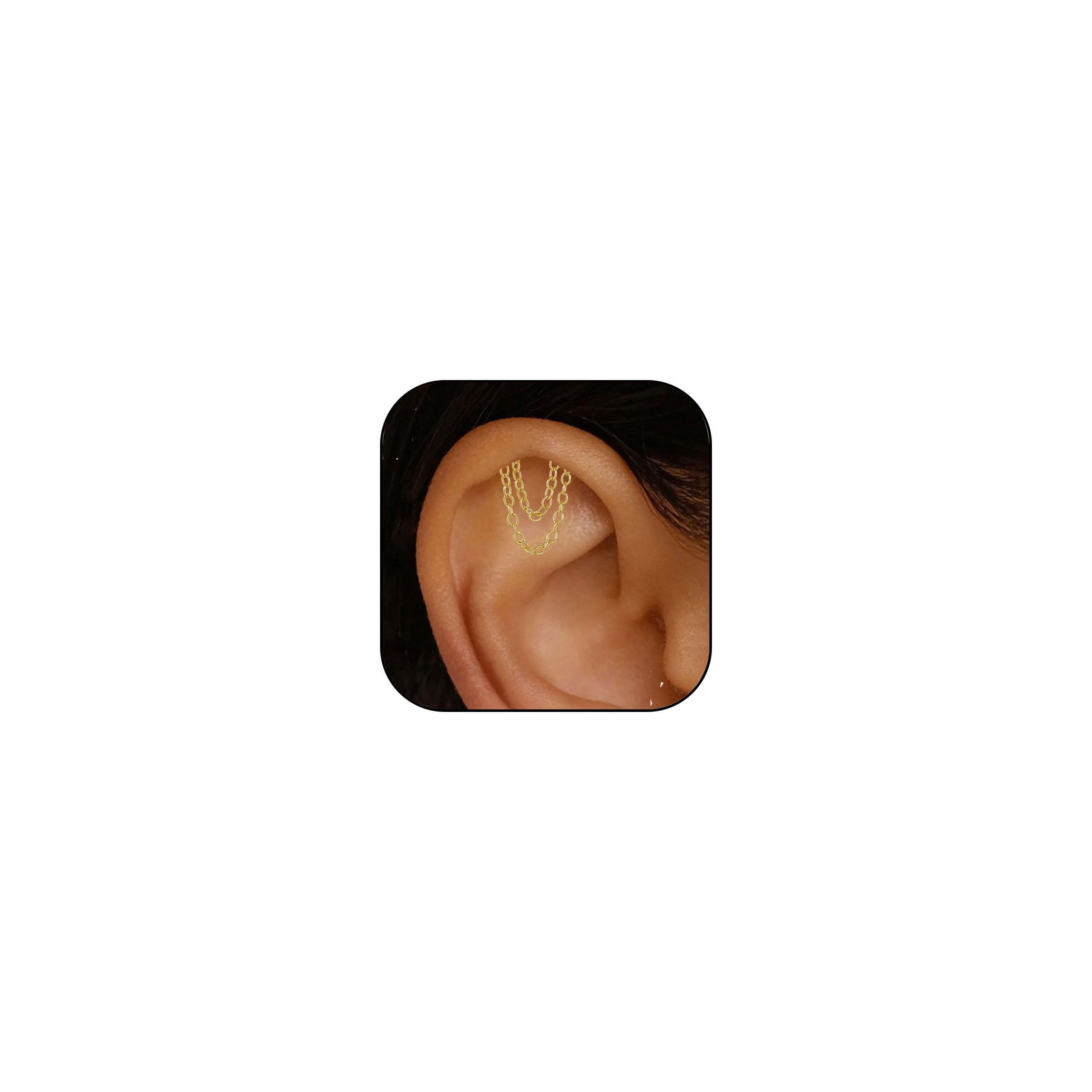 Helix Dangle Earrings for Women - Flat Back Hypoallergenic Cartilage Piercing Jewelry - Forward Helix Earrings