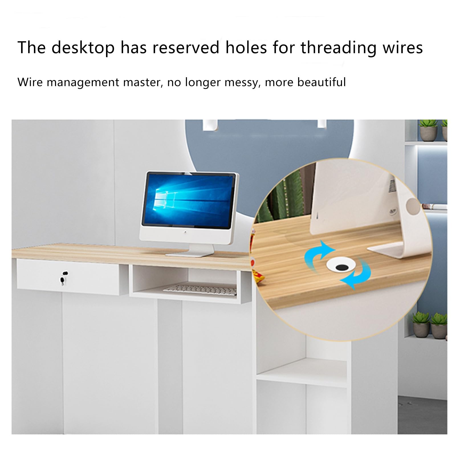 Moderno banco reception – elegante bancone anteriore per Reta & Office Checkout – Stazione di ricezione compatta con spazio di archiviazione – perfetto per aziende e uso commerciale