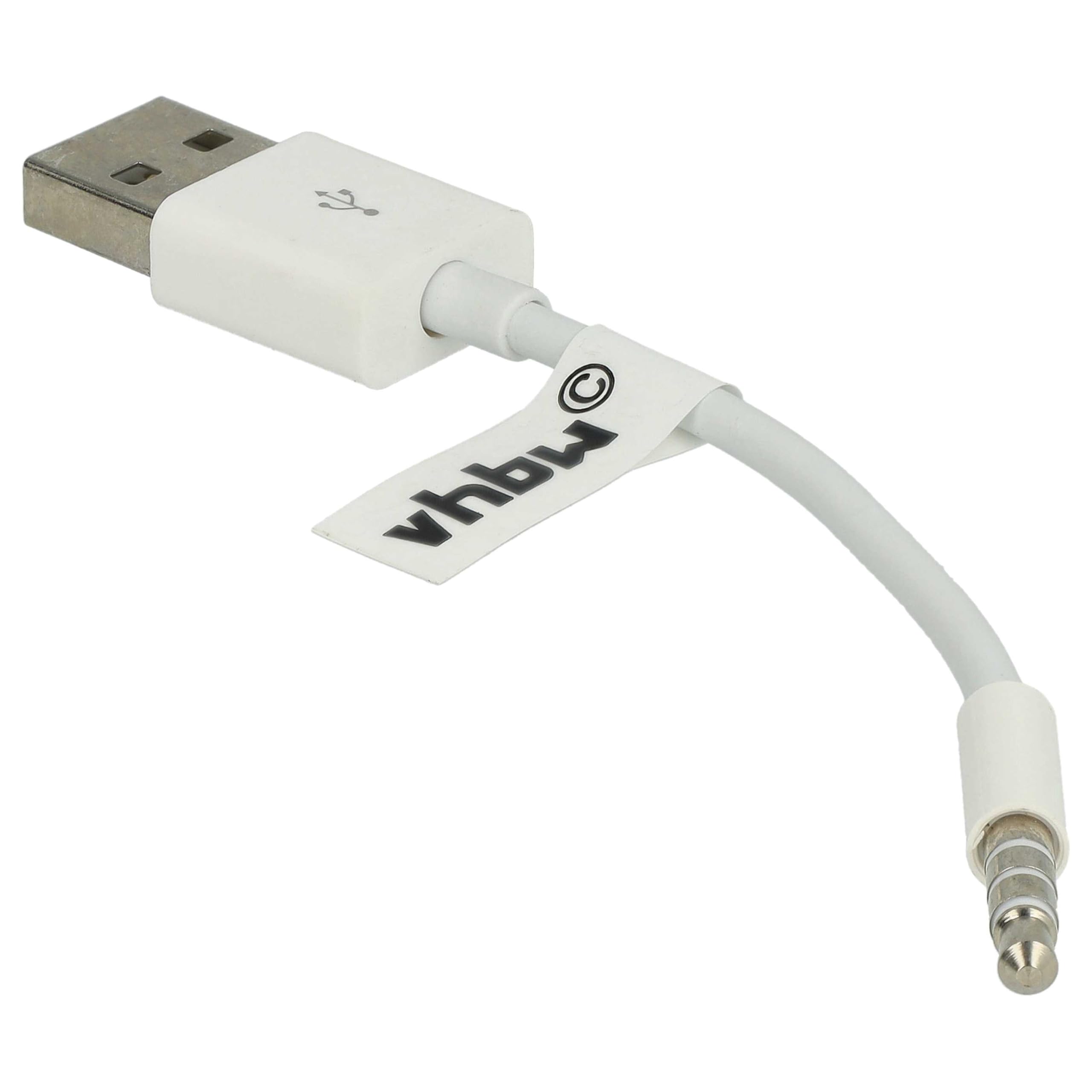vhbw Kabel USB do ładowania danych kompatybilny z Apple IPod Shuffle 3G, odtwarzacz MP3 2G, biały, 10 cm