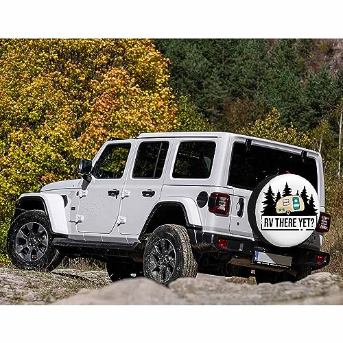 Image of Rv There Yet Quote Spare Tire Cover Park Travel Campfire Outdoor Expedition Weatherproof Universal Wheel Protectors Camper Tire Covers for Trailer Rv Travel(17 inch)