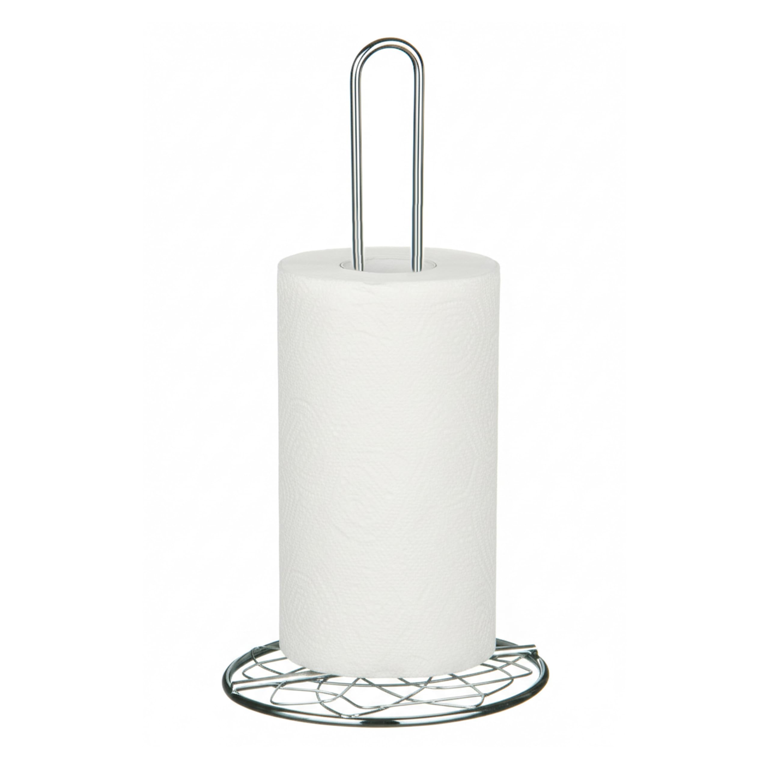 Premier Housewares Chrome Finish Kitchen Roll Holder | Stylish and Durable Kitchen Roll Dispenser | Space-Saving Design for Modern Countertops, H29 x W15 x L15cm