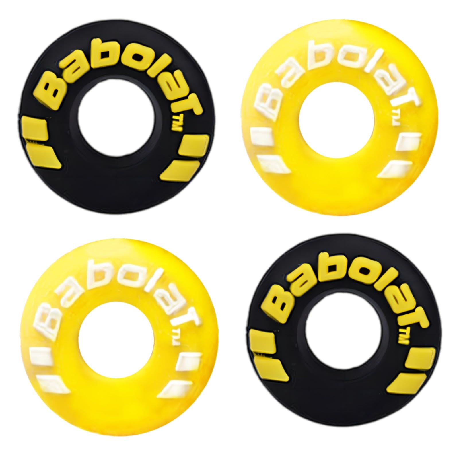 XIXILINRUIYUN 4 Pcs Rubber Tire Shape Vibration Dampener Durable Tennis Racket Shock Absorber Soft Tennis Accessory Great for Tennis Players… (black&yellow)