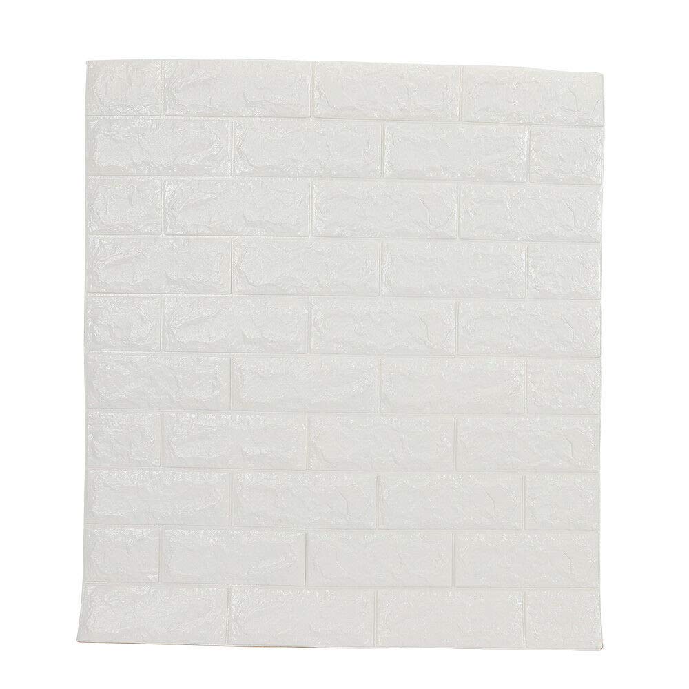 10 paneles de pared 3D autoadhesivos, aspecto de piedra, 70 x 77 cm, espuma de polietileno, DIY, ladrillos, piedra repujada, decoración de pared (blanco)