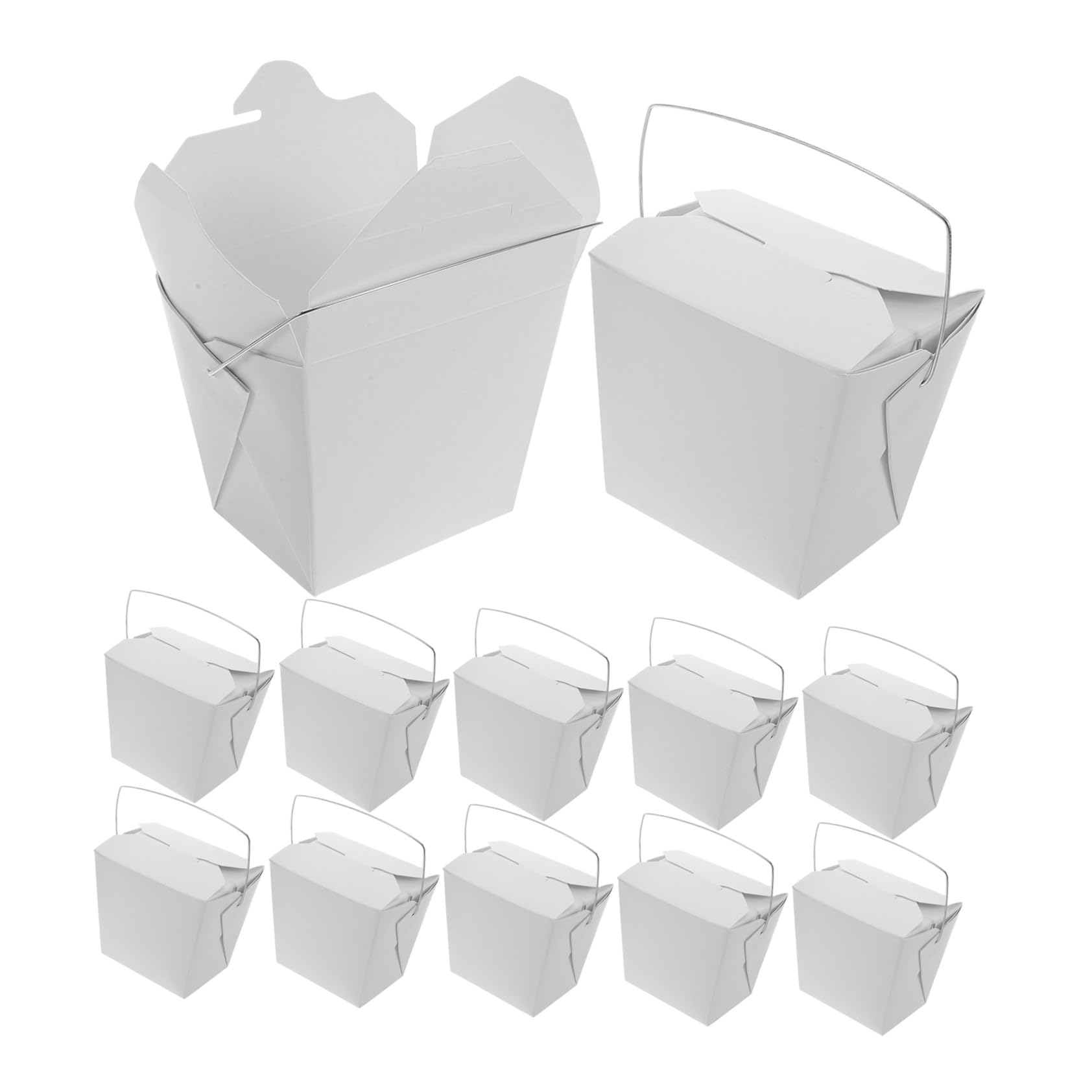 Toyvian Lot De 50 Boîtes à Emporter Chinoises 16oz Papier Blanc Carton Poignée Fil Métallique, Récipient Alimentaire Compact, Chaud Et Froid, Pour Restaurant, Pique-niques Et Service Traiteur