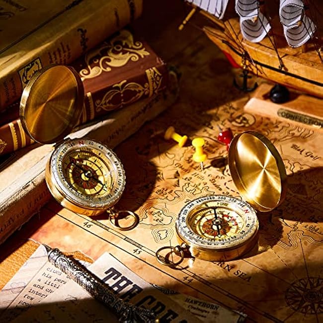 Dunzy 24 Pcs Kids Camping Survival Compass Glow in The Dark Metal Pocket Compass for Kids Hiking Military Navigation Tool for Hiking Hunting Climbing Camping Party Favor Supplies