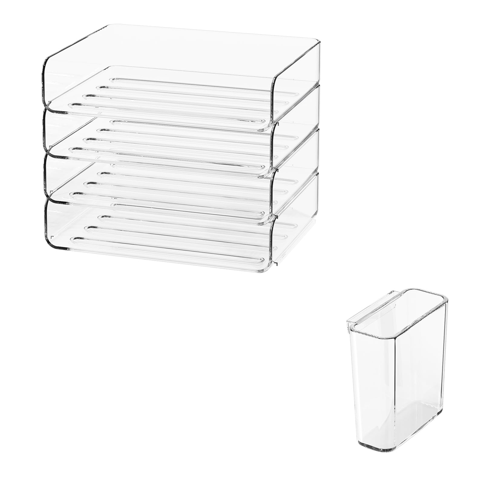 4-Tier Paper Tray Organizer for Desk,Paper Organizer with a Pen Holder,Desk Paper Trays for Pens,Office Accessories, Notes, File Paper, Document