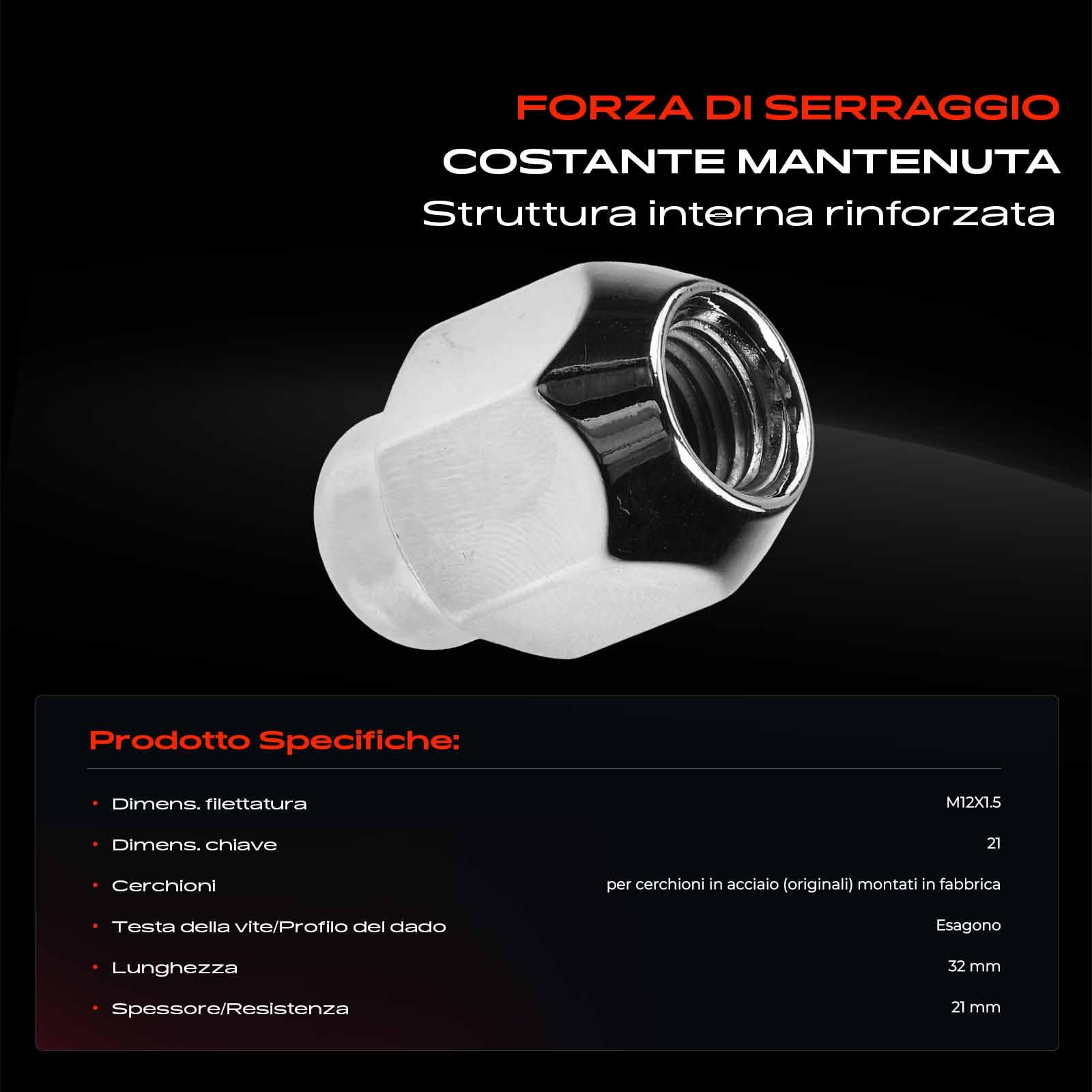 Frankberg 16x Dado ruota Anteriore posteriore Compatibile con H i10 i20 i30 i40 G70 Accent Atos Coupé Elantra Galloper II nesis Grandeur 1994-2025