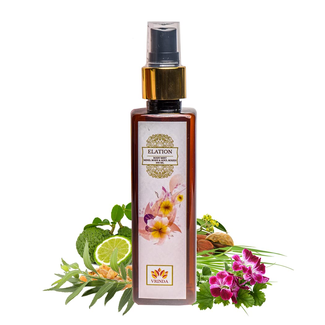 VRINDAAM Elation Premium Ayurvedic Body Mist For Daily Use | Helps Revitalise and Elevates mood | Sweet Floral Aquatic Scent | Paraben-Free - 50ML