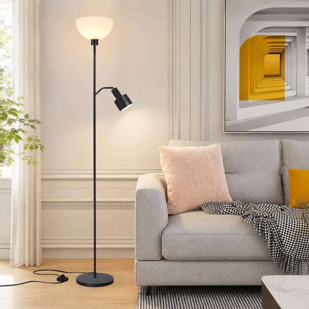 Wylolik Modern Acrylic Floor Lamp 180°Adjustable Light 3-Color Floor Light