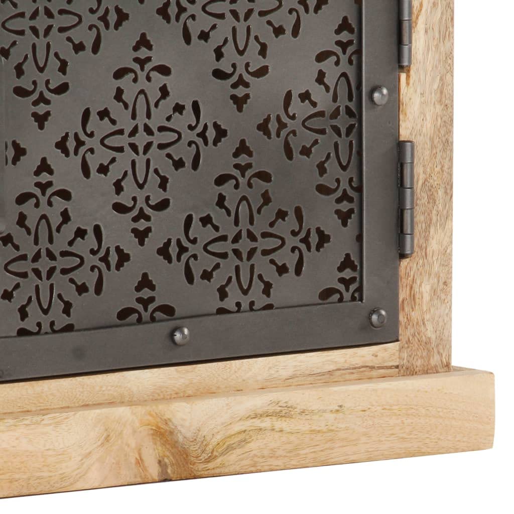 Szafka TV z litego drewna mango, 120 x 30 x 40 cm, z malowanymi proszkowo stalowymi drzwiami, czarna, do konsoli multimedialnych, idealna jako uniwersalna podstawka pod telewizor i szafka do