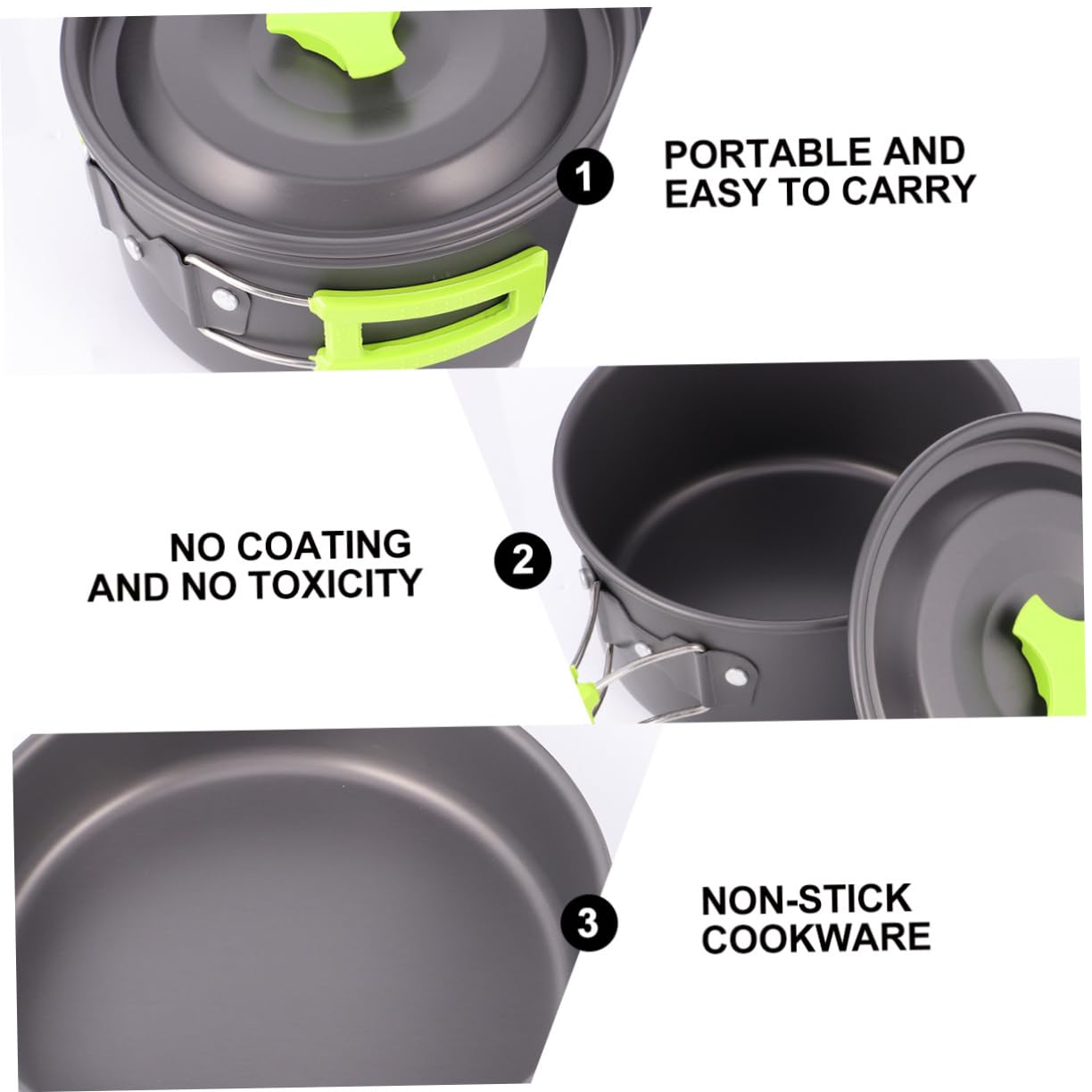 BCOATH Aluminum Alloy Camping Pot 1-2 Person Portable Cooking Set Cooking Utensils BBQ Accessories Easy to Carry
