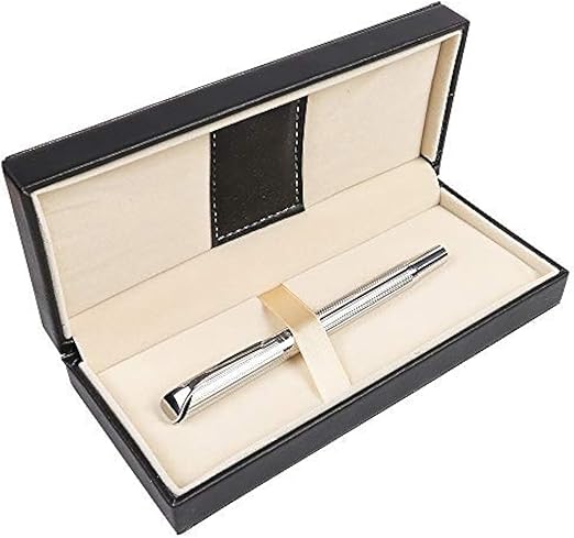 Rollerball Pen Gift Set for Men Women Executive Home Office Use, with Gift box Refillable 0.7mm Black Ink G5(Elegant Sliver)