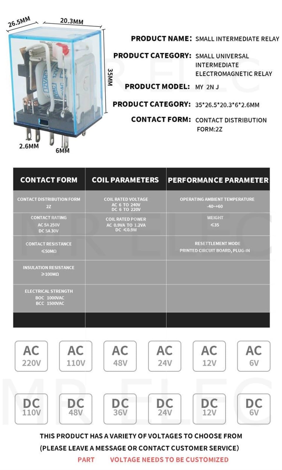 Relais Électromagnétique MY4NJ 4NO 4NC - AC 12V/24V/110V/220V, Petit Relais De Puissance Pour Automatisme