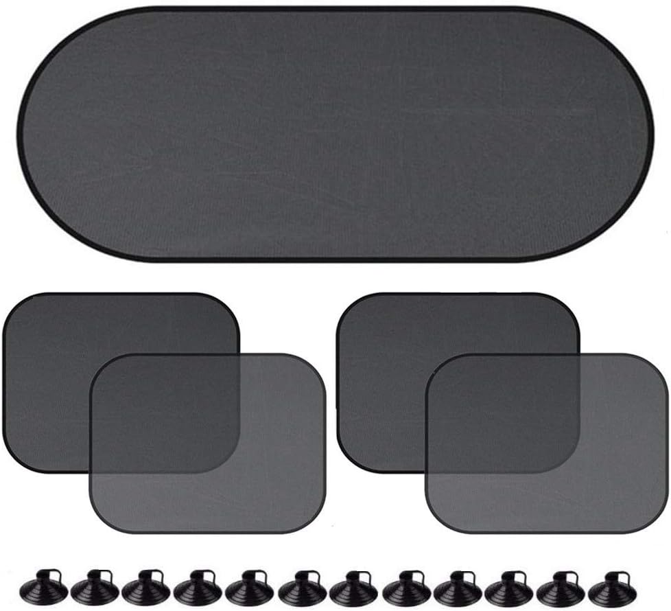 Car Window Shades, 5 Pack Car Sun Shade for Side and Rear Window, SPF 30+ Protect Your Kids/Pets in Back Seat, Blocks Over 98% of Harmful UV (14.2"x17.3" 19.7"x39.4")