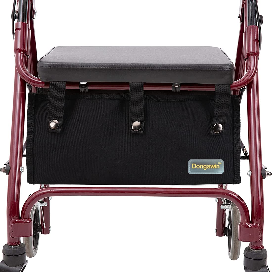 Bolsa para andar debajo del asiento para rodador, bolsa con ruedas y organizador de almacenamiento para caminantes para senoirs, accesorios para andadores (grande, negro)