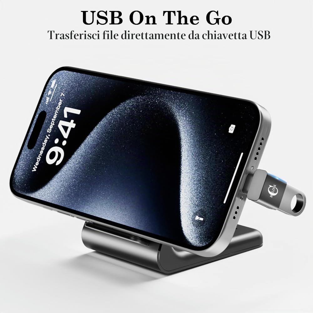 Adattatore USB C a USB da 10 Gbps (2 pezzi), 90 gradi da maschio ad angolo retto a presa A 3.2, convertitore per iPhone 16, serie 15, iPad, MacBook e altro ancora