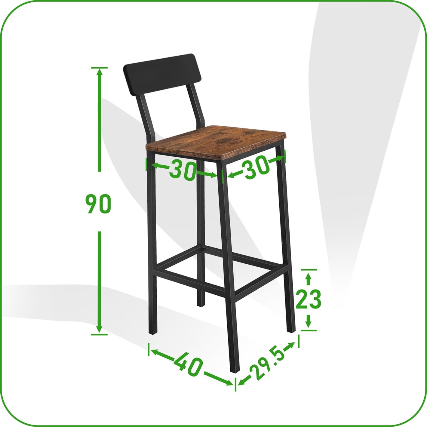 Küchenstühle, Stehhocker, Barhocker, Barhocker Holz, Küchenhocker, Barstuhl, Hocker mit Rückenlehne, Stabiler Hochstuhl für Küche Bar Theke, Industrial Design, rustikal, modern & komfortabel