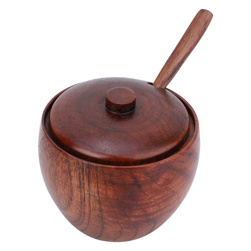 Vinta Salz- und Konter-Set aus Holz, mit Löffeldeckel und Boden, für Zuhause, Küche, rustikale Küchendekoration, Küchenzubehör