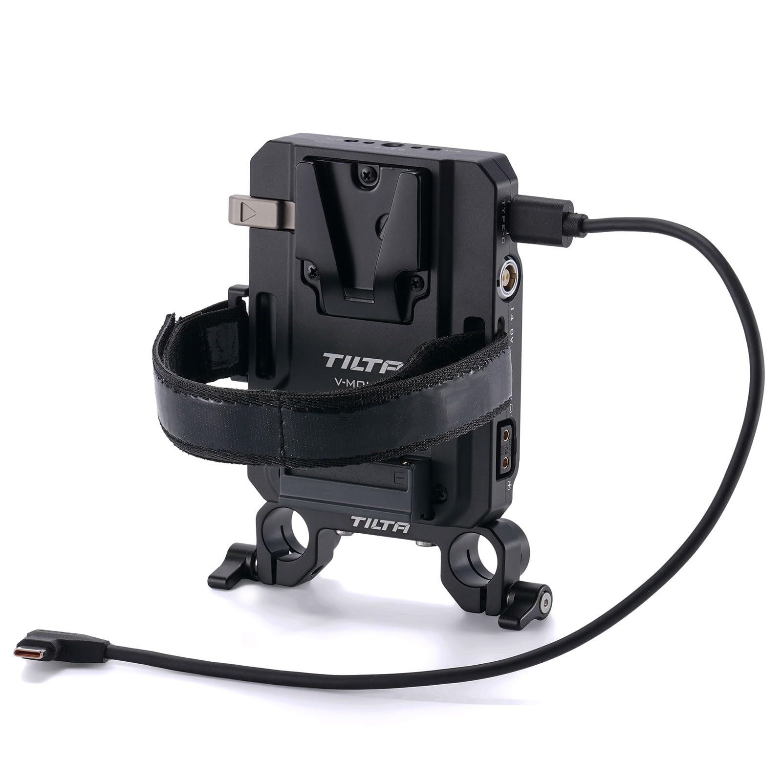 Tilta Kit de Plaque de Batterie Mini PD V Mount avec 100 W Câble d'alimentation USB-C à Angle Droit de 35 cm - Noir TA-BTP4C-V-B