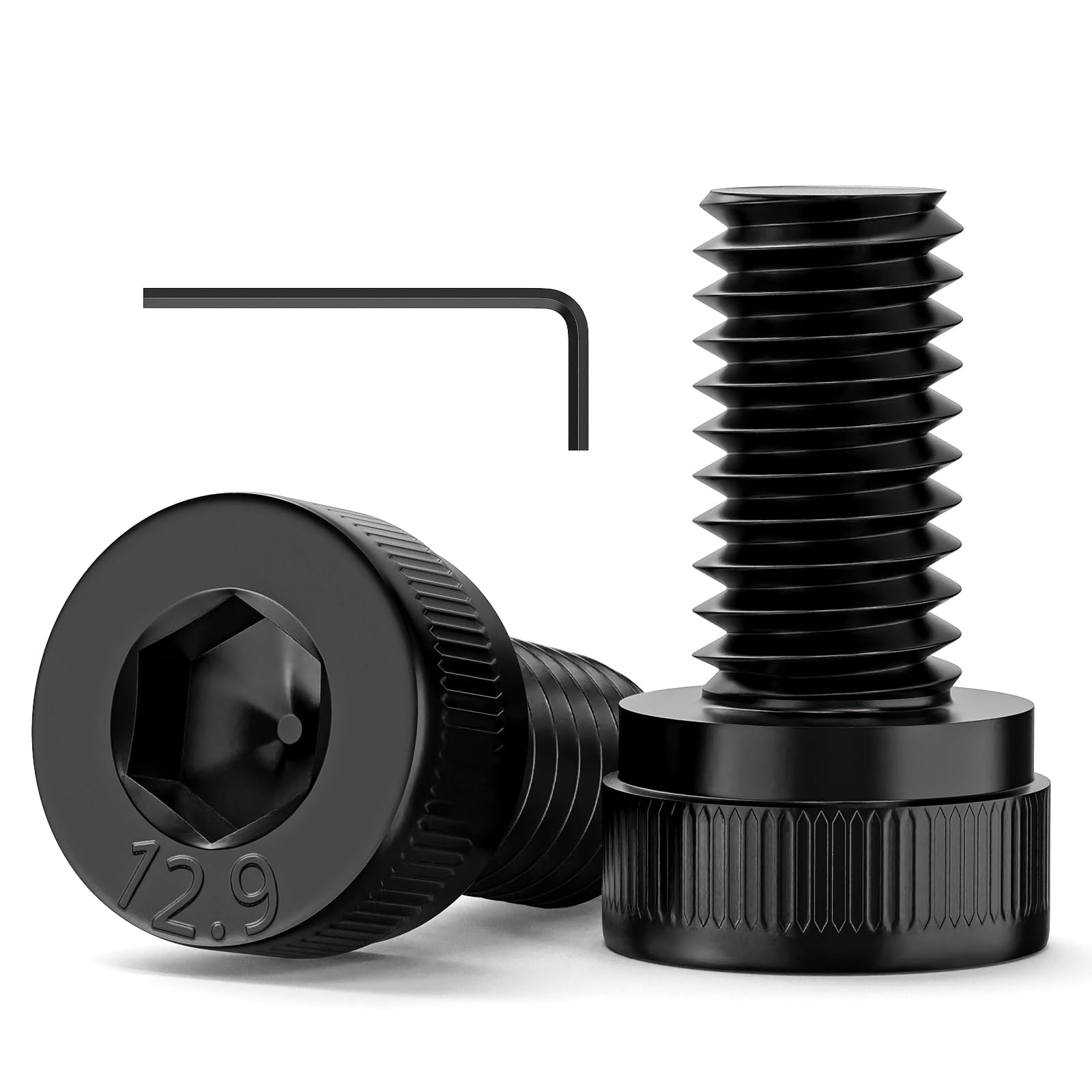 Valorada 120Pcs M4 Bolts, M4 x 8mm Hex Socket Head Cap Screws Bolts, 12.9 Grade Alloy Steel, Black Oxide Finish
