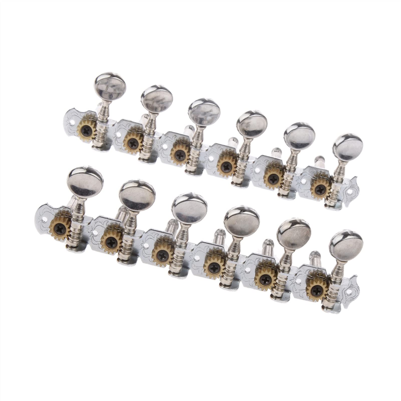 Pioli Chitarra Corde Ricambio L + R Sintonizzatori Tuning Pegs con Acc d'Argento per Chitarra Acustica A 12 Corde