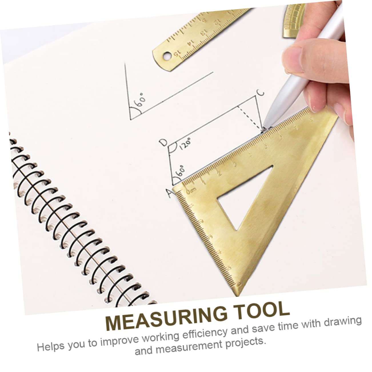 STOBOK 3sets Ottone Goniometro e Triangolo Kit Precisione Per e Misurazione Strumento Geometrico Professionale Per Ingegneri e Studenti