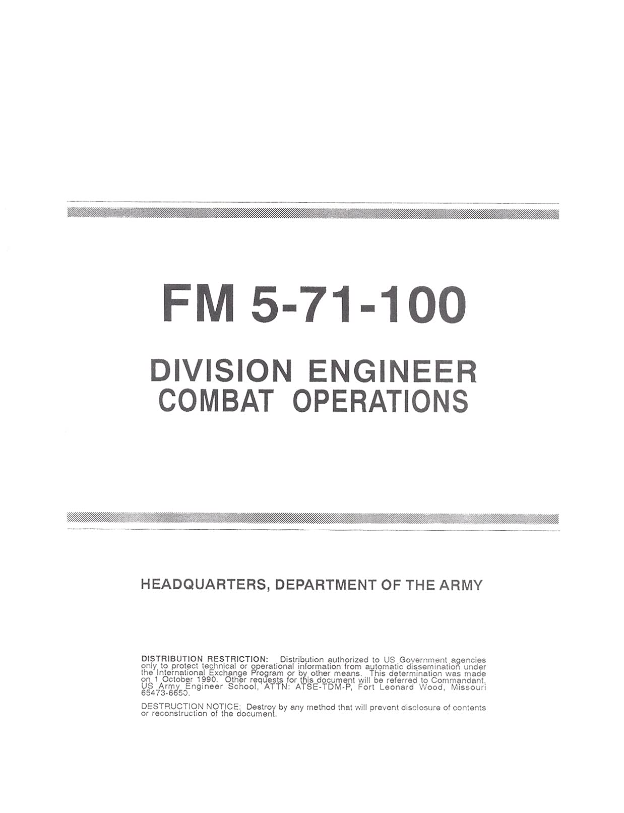 FM 5-71-100 DIVISION ENGINEER COMBAT OPERATIONS
