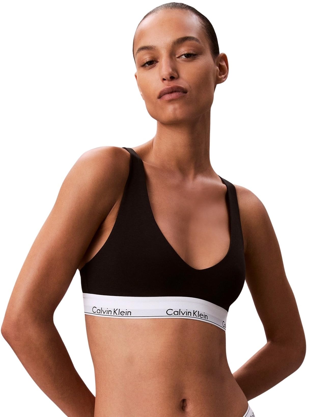 Calvin Klein Women's Unlined Triangle Bralette with Adjustable Straps, Black (Black), M