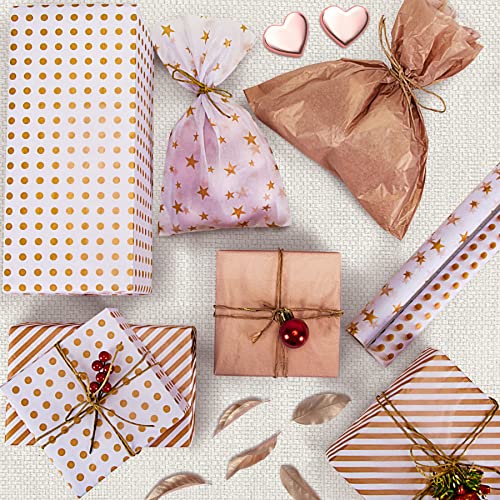 Image of Larcenciel Rose Gold Tissue Paper, 120 Sheets, Metallic Gift Wrapping Paper for Gift Bags, Packaging, Flower, Valentines, Christmas, Wedding, Birthday Party, Holiday Decor, DIY Crafts (19.7 x 13.8 In)