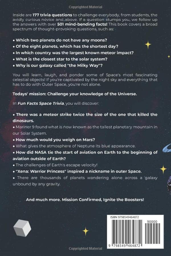 FUN FACTS SPACE TRIVIA: Mission Control: We Have 177 Questions To Challenge Students, Avidly Curious Novice & Above. 501 Thought-Provoking Astronomy ... Night! (Fun Facts Space Trivia Collection) - Image 2