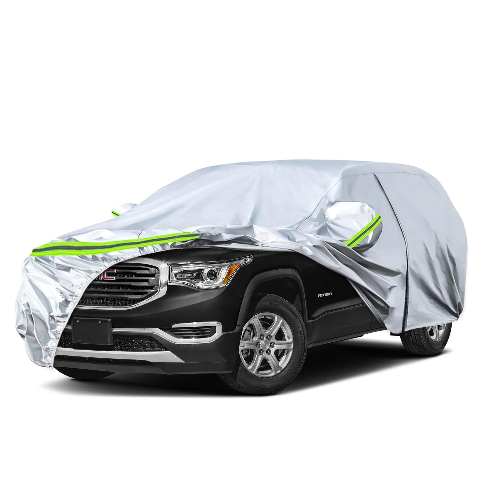 6 Layers Waterproof Car Covers Replace for 2017-2026 GMC Acadia | All Weather Custom-fit Car Cover with Cotton Liner, Zipper Door, Windproof Bands for Snow Rain Dust Protection