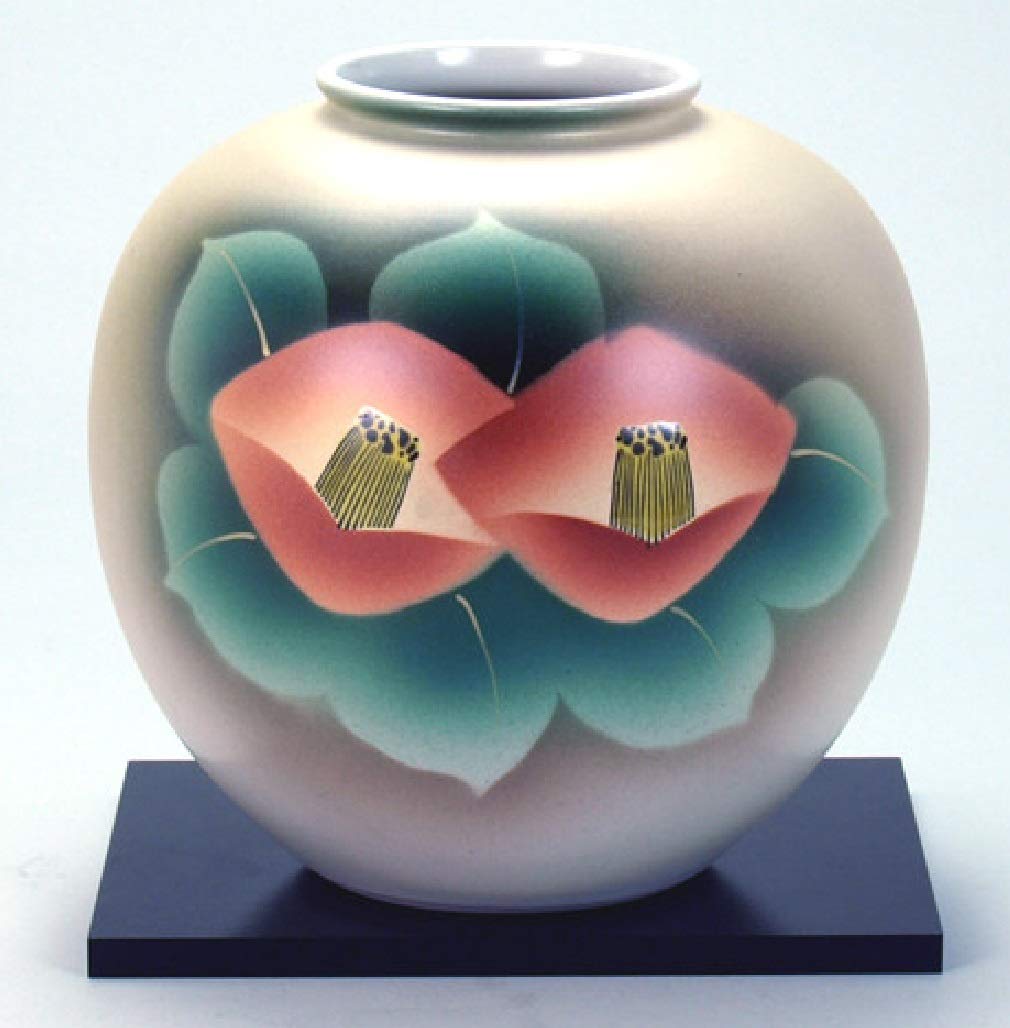 Amazon.co.jp: 九谷の花瓶【九谷焼】 6号花瓶 赤椿 (花台付） : ホーム