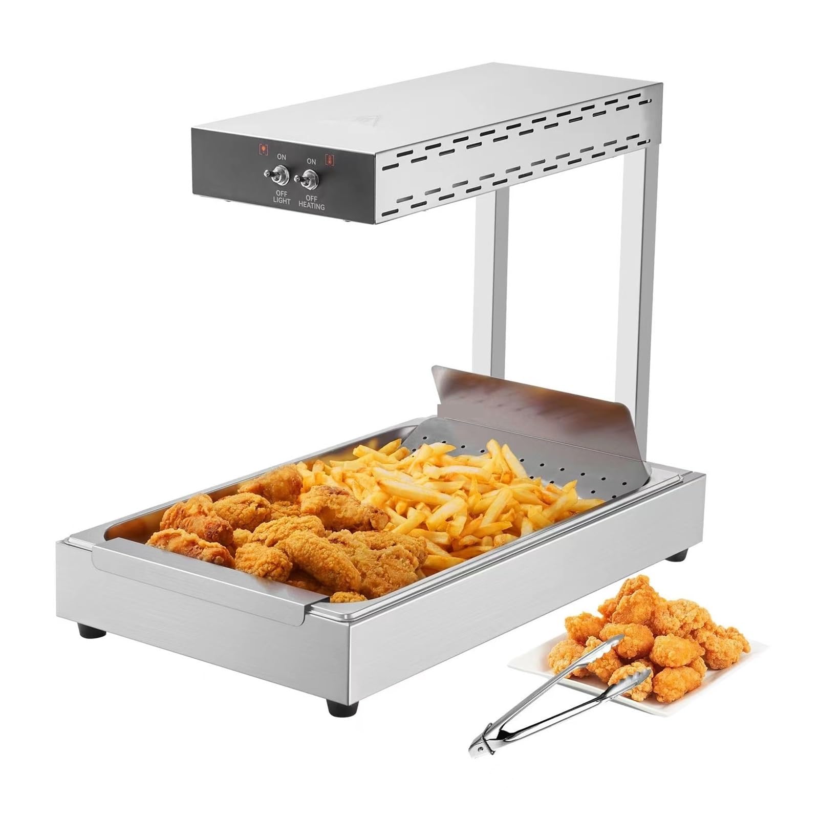 Réchauffeur Électrique D'affichage De Frites 750W, Lampe Chauffante Commerciale For Aliments, For Buffet, Cuisine, Restaurant, Chauffe-puces Assure Une Chaleur Constante