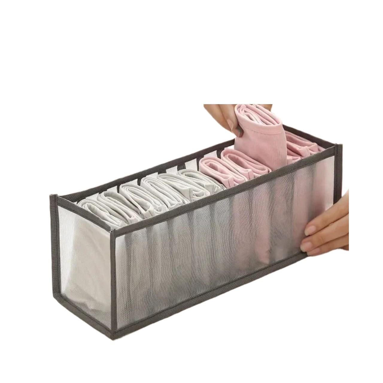 BAYNOPURIN Sock Storage Box Underwear Drawer Organizer Storage Box Foldable Closet Organizers Divider For Underpants Socks Bra Boxes(Grey 11grids)