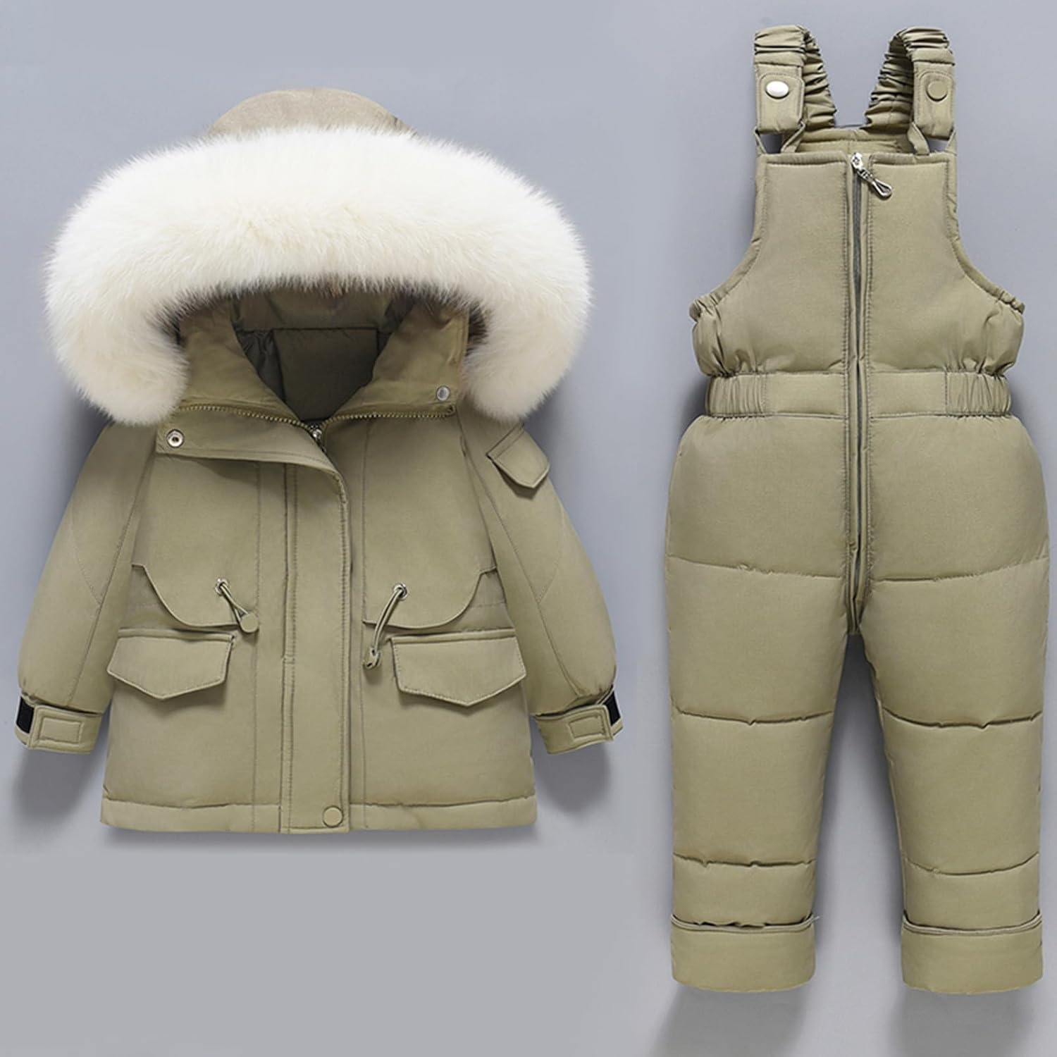 Kids Ski Suit for Boys Girls Waterproof Windproof 2 Piece Snow Jacket Bib Pants Set Warm Winter Snowboarding Outfit 1-4Y